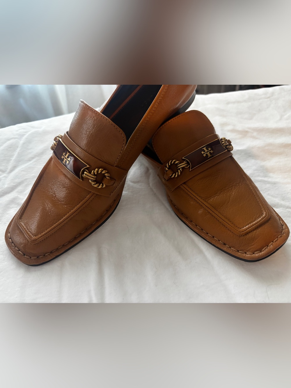 Tory Burch Perrine loafers in caramel corn brown leather